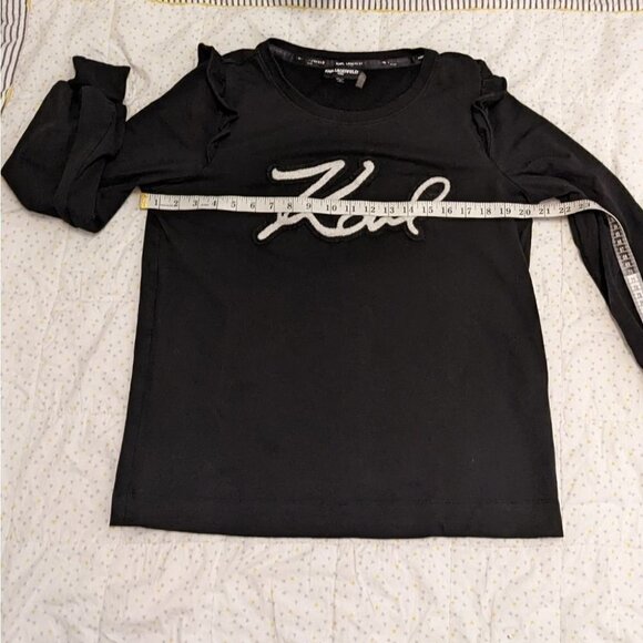 Karl LAGERFELD black ruffle sweatshirt letters Medium B1 - Picture 7 of 13